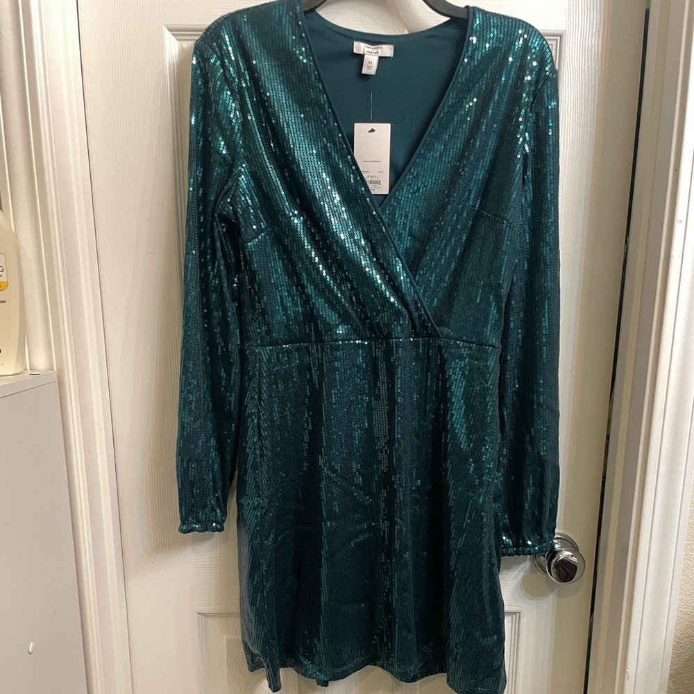 Cara Santana for Nine West Shimmering Teal Dress